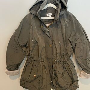 Olive Hooded Jacket with Drawstring Waist